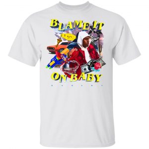 Dababy Merch Blame It On Baby White Graphic T-Shirt