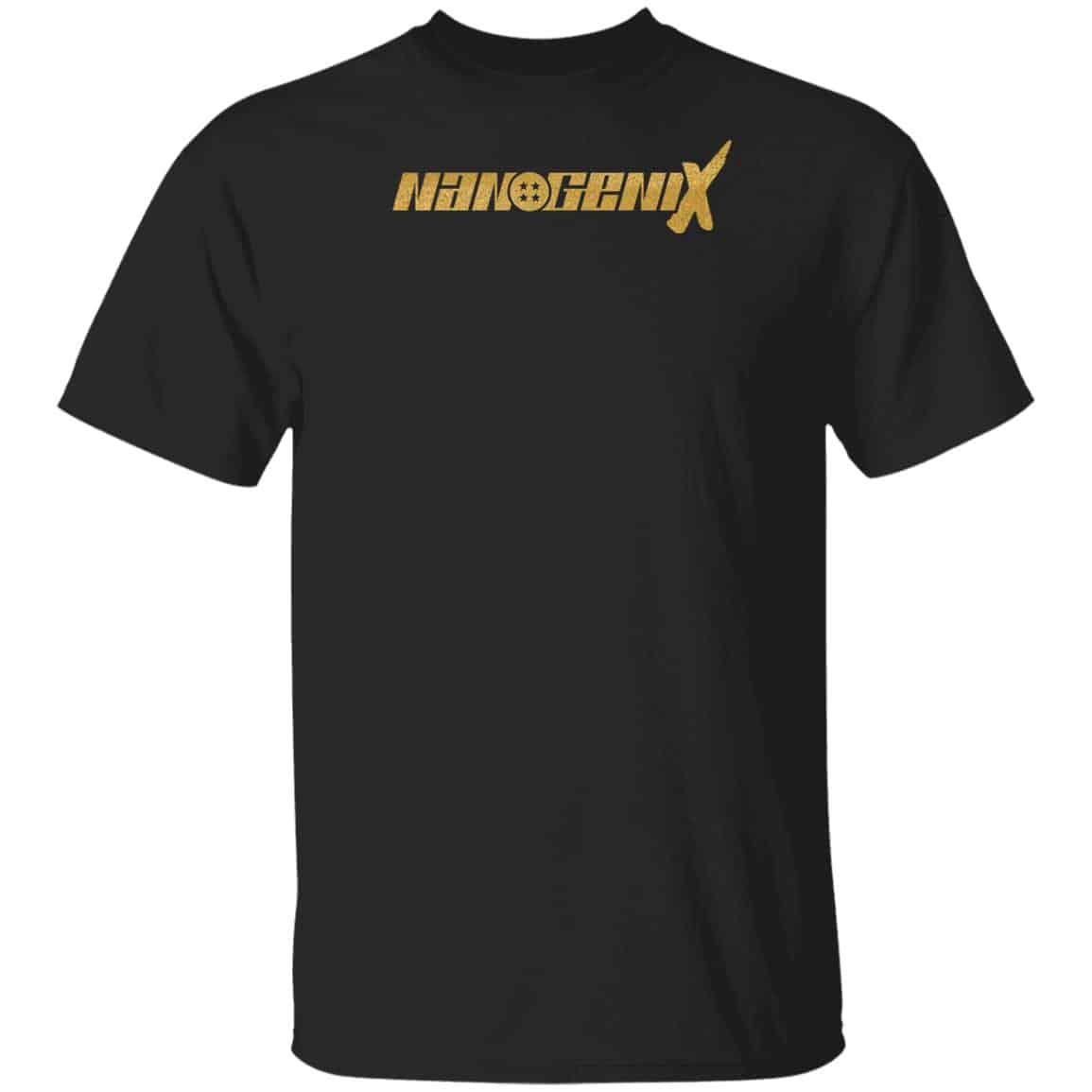 nanogenix merch metallic gold hoodie with kanji print – black unisex hoodie with bold gold design