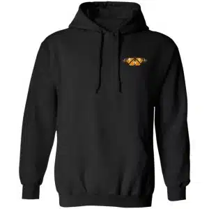 juice wrld official merch 999 rmoy butterfly hoodie with black background and vivid butterfly print design