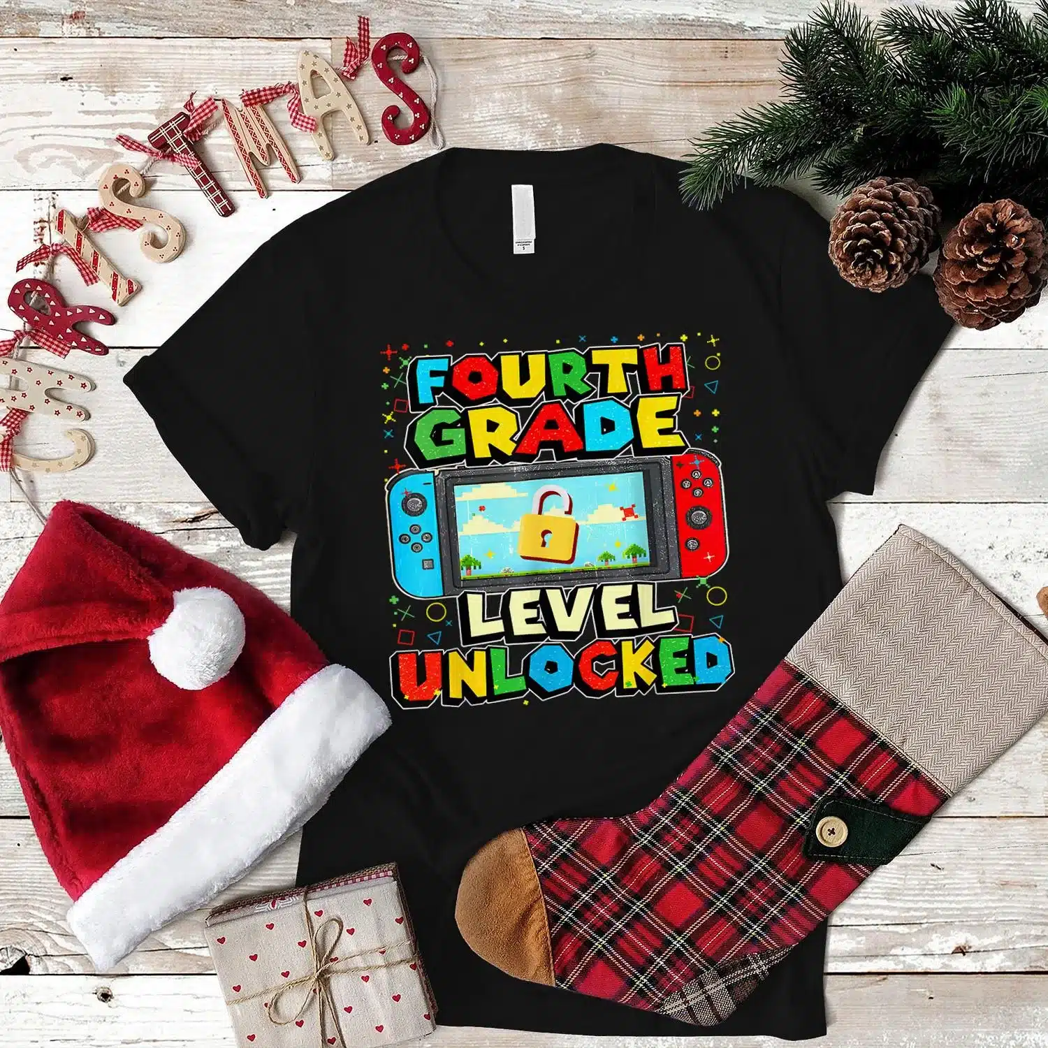 4th Grade Level Unlocked Funny Gamer Boys Back To School Shirt