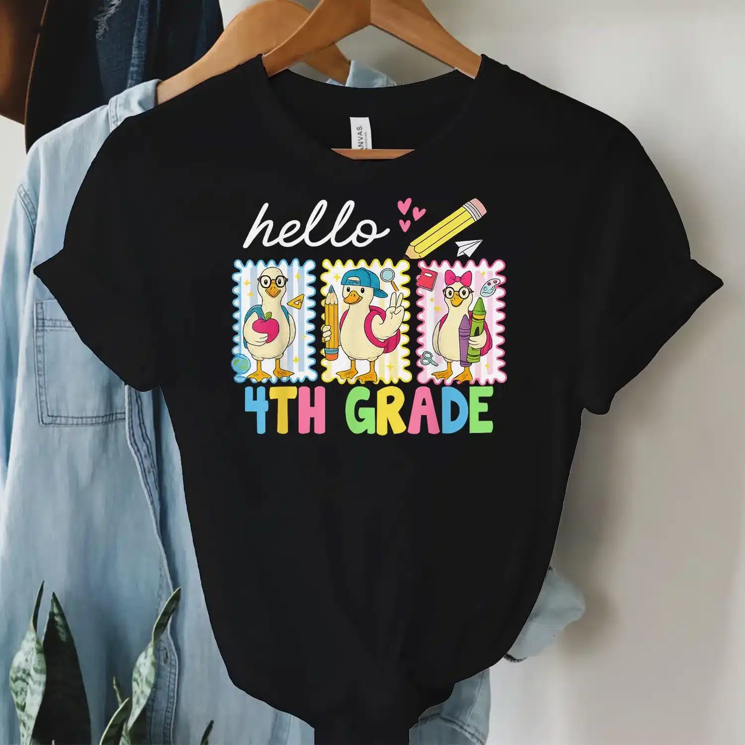 Back to School Goose Hello 4th Grade First Day of School Shirt