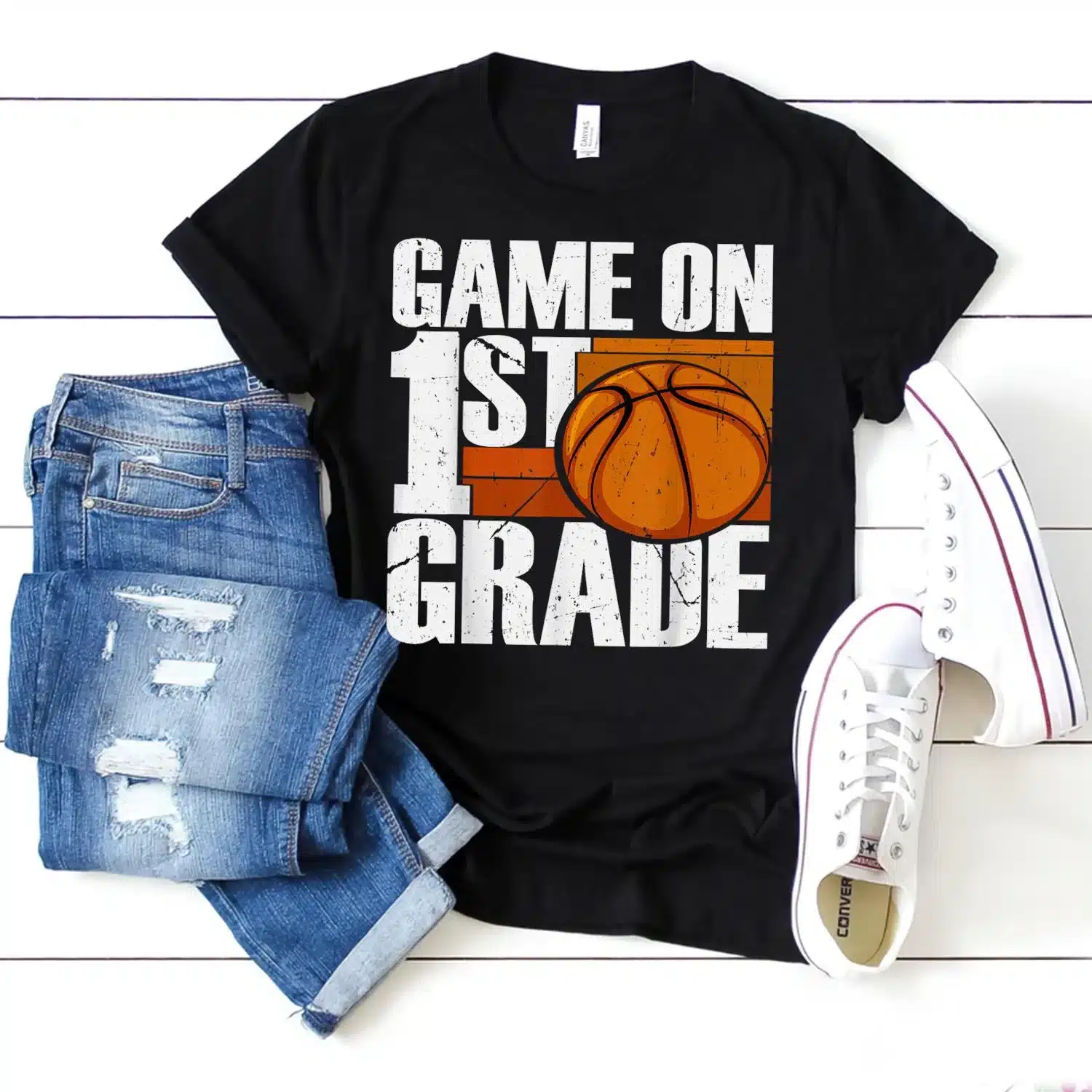 Game On 1st Grade Basketball Back To School First Grade Team Shirt