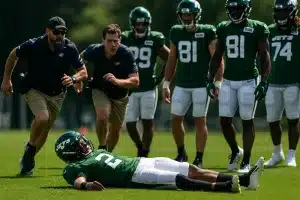 Jets QB Justin Fields Suffers Apparent Injury, Leaves Practice on Cart